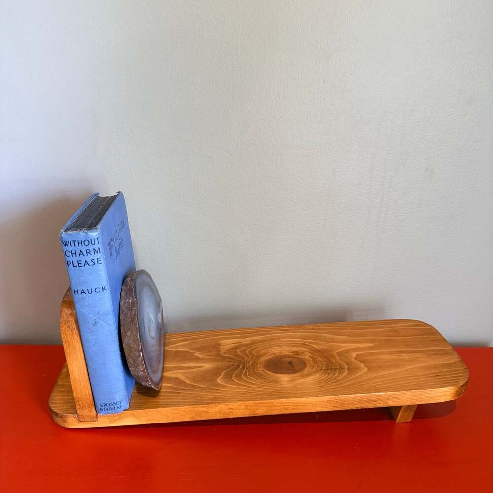 Slope Wooden Book Shelf Stand Rack Vintage MCM Solid Wood Desktop